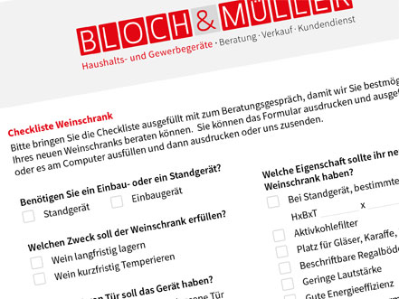 Bloch & Müller Miele Weinschrank Checkliste
