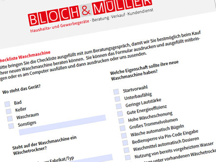 Bloch & Müller Waschmaschine Checkliste